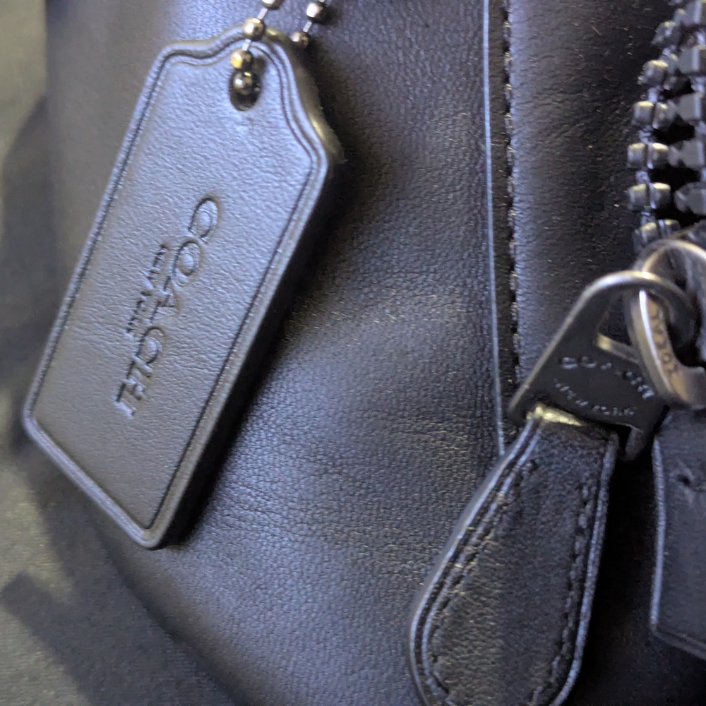 Coach Black Leather Belt Bag with Front Pocket - Picture 3 of 13